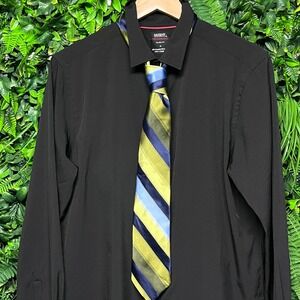 Ted Baker London‎ Necktie Men's Striped Blue Olive Green Silk Floral 3134